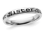 Sterling Silver Black Enameled Sister Band Ring